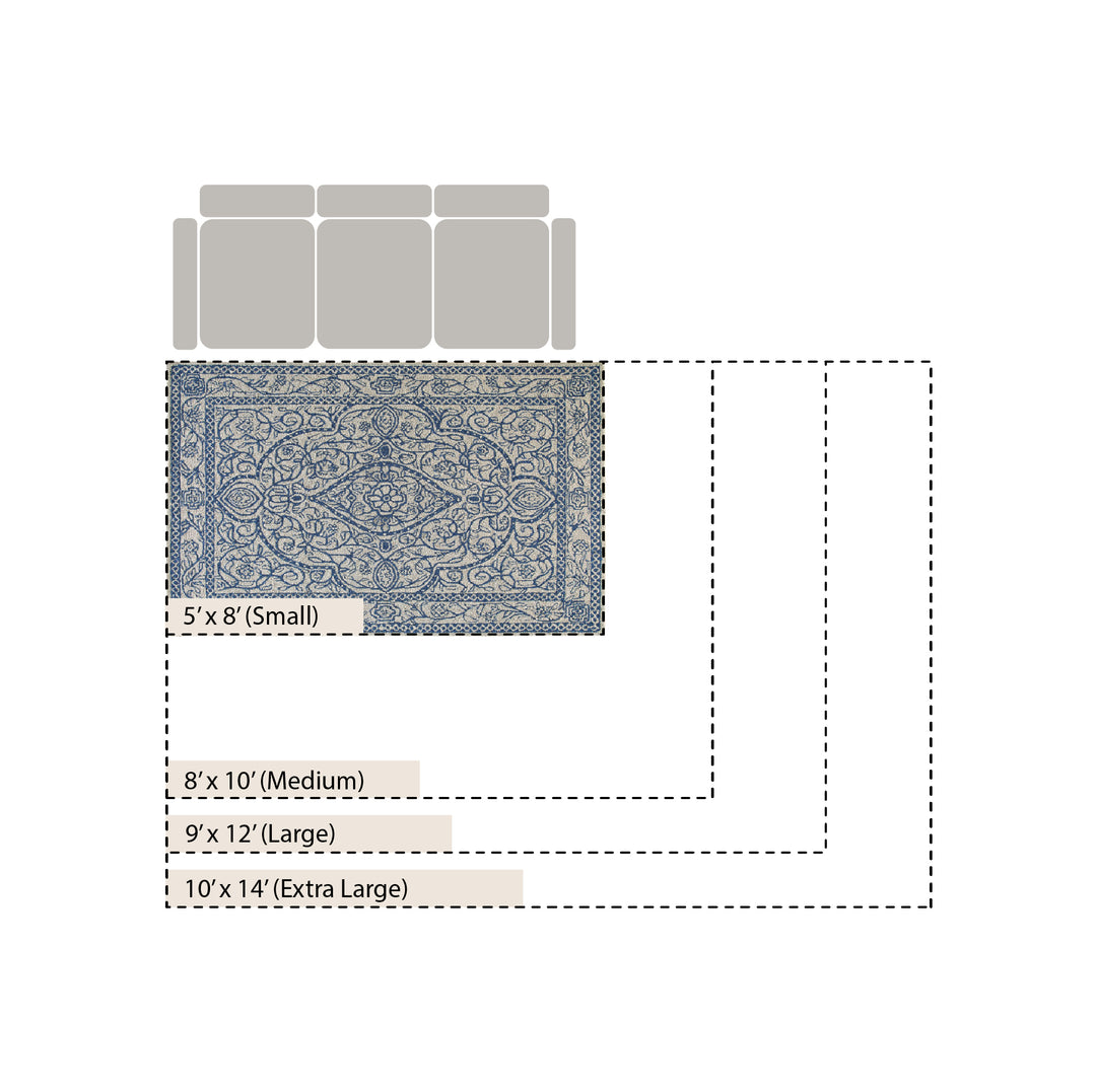 Eden Blue Leaf Traditional Hand Tufted Wool Rug | daals.com
