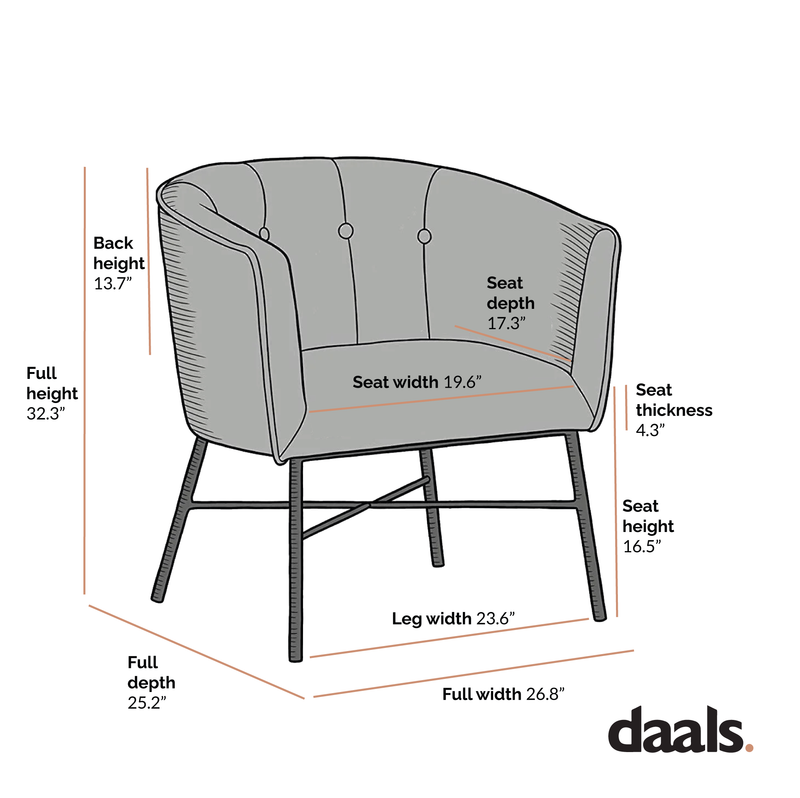 Aurelie Tub Chair in Burnt Orange Velvet