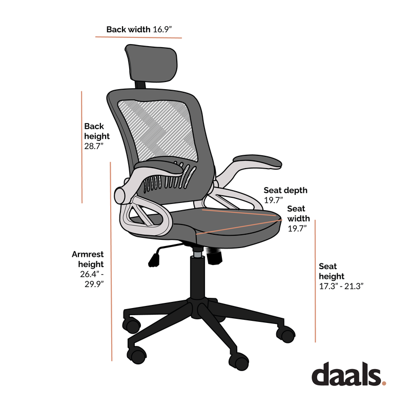 Mesh High Back Extra Padded Swivel Office Chair with Head Support & Adjustable Arms, Black