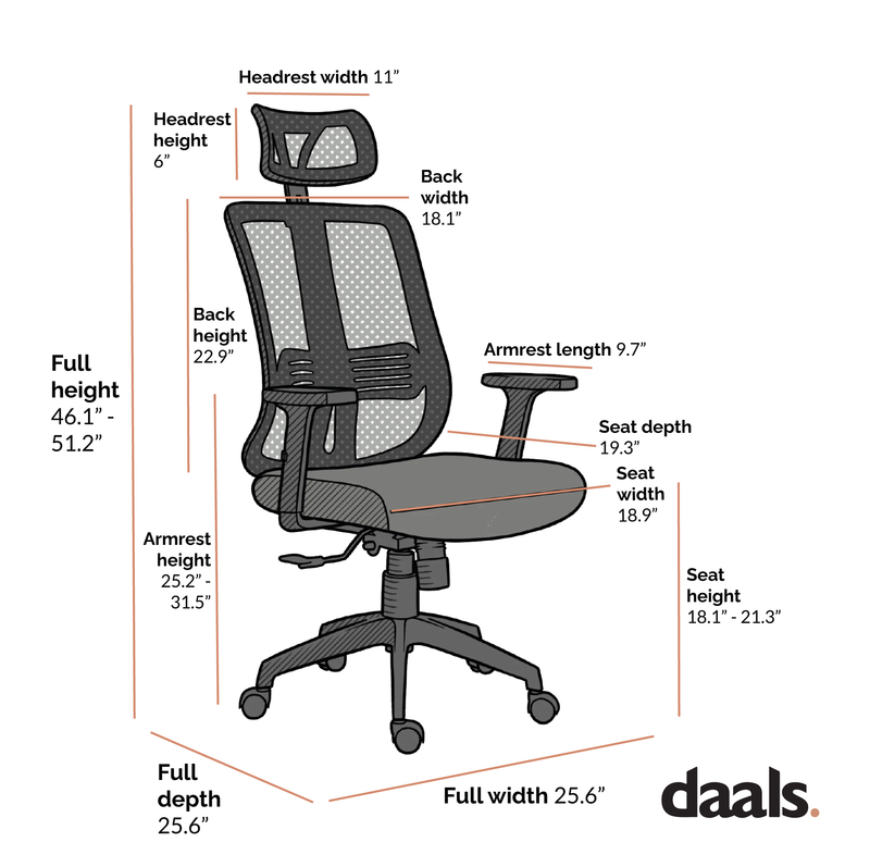 Gray Mesh High Back Executive Office Chair Swivel Desk Chair with Synchro-Tilt, Adjustable Armrest & Headrest