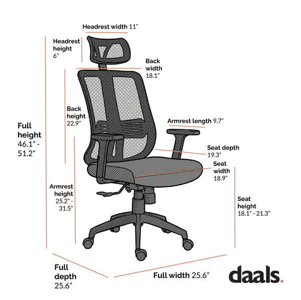 Gray Mesh High Back Executive Office Chair Swivel Desk Chair with Synchro-Tilt, Adjustable Armrest & Headrest