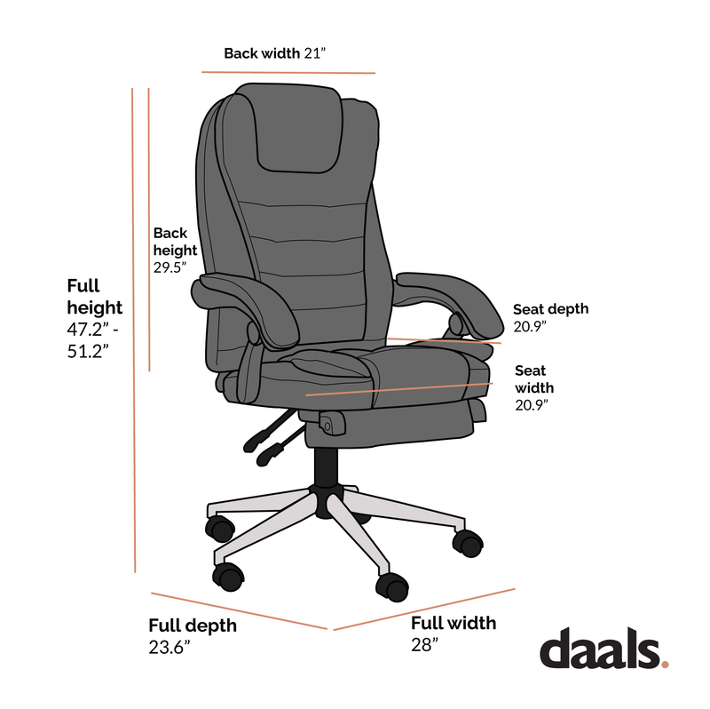 Executive Reclining Computer Desk Chair with Footrest, Headrest and Lumbar Cushion Support Furniture, MR34 Gray Fabric