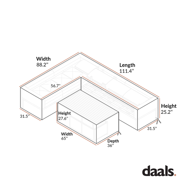 Cover for Calabasas Large Outdoor Fabric and Aluminium Corner Casual Dining Set