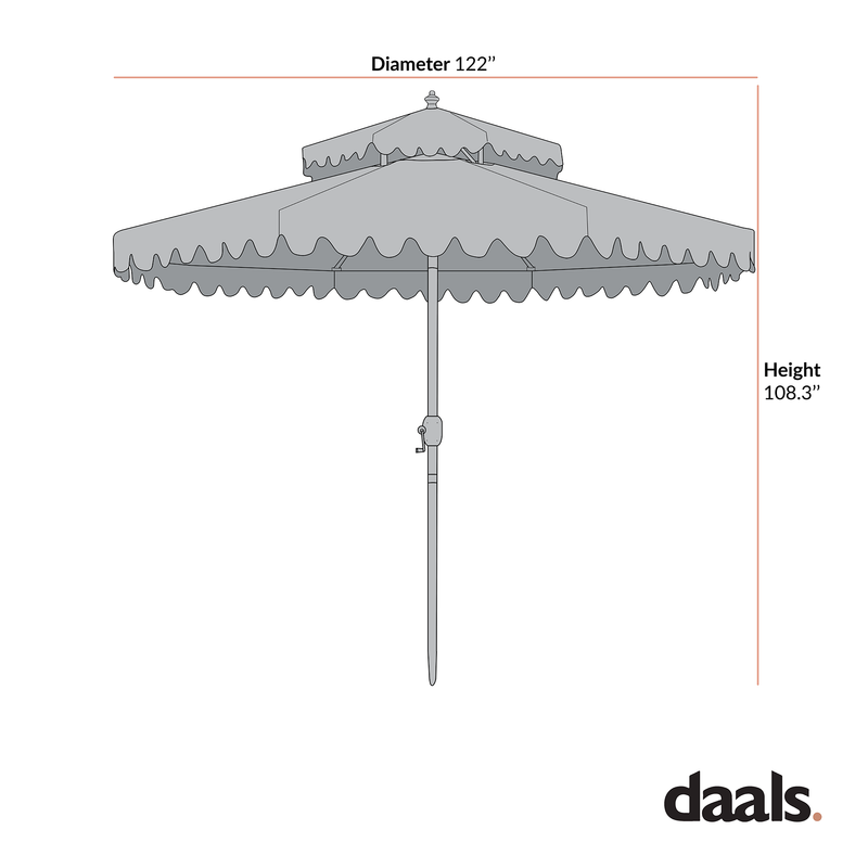 Fabienne Beige 3M Octagonal Double Top Crank and Tilt Parasol with Navy Scalloped Edge