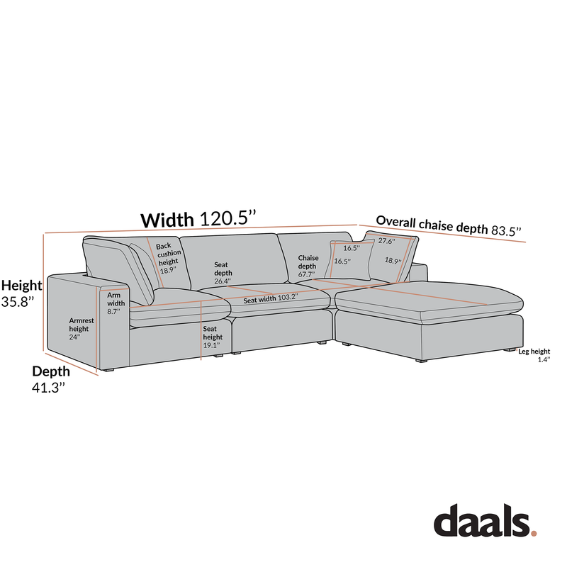 Lutyens Beige Linen Blend Sectional Sofa, 3-Piece Chaise