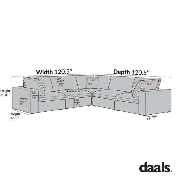 Lutyens Taupe Boucle Sectional Sofa, 5-Piece Corner Set
