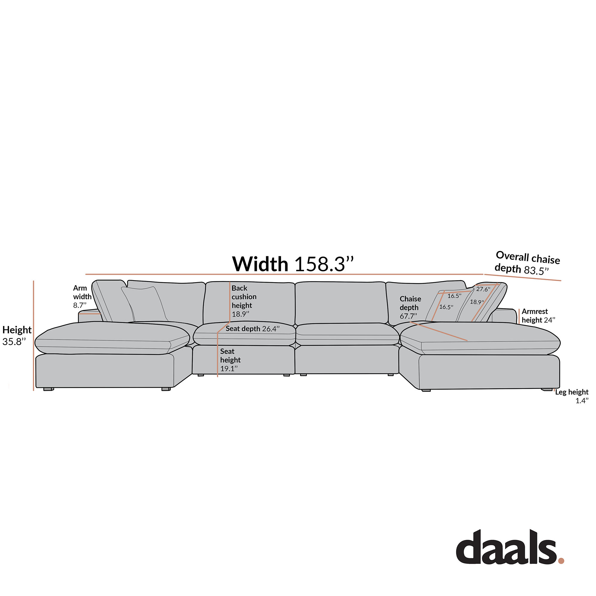 Lutyens Beige Linen Blend Sectional Sofa, 6-Piece U-Shape Set