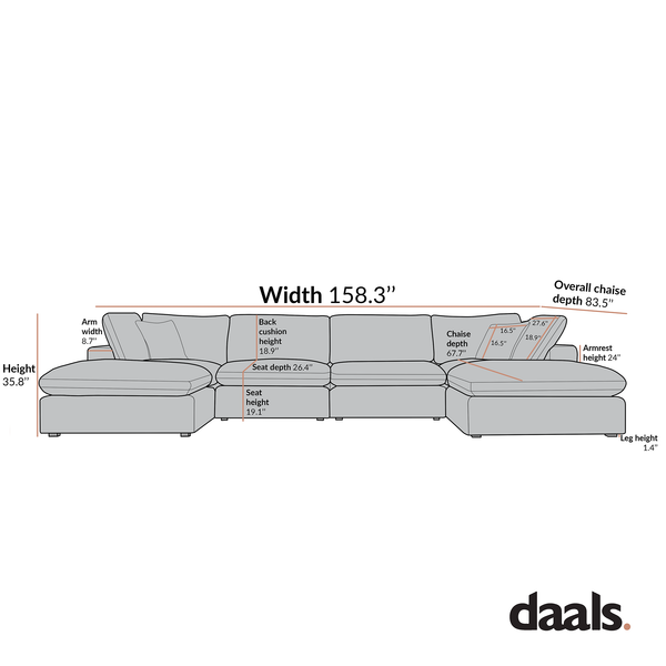 Lutyens Taupe Boucle Sectional Sofa, 6-Piece U-Shape Set
