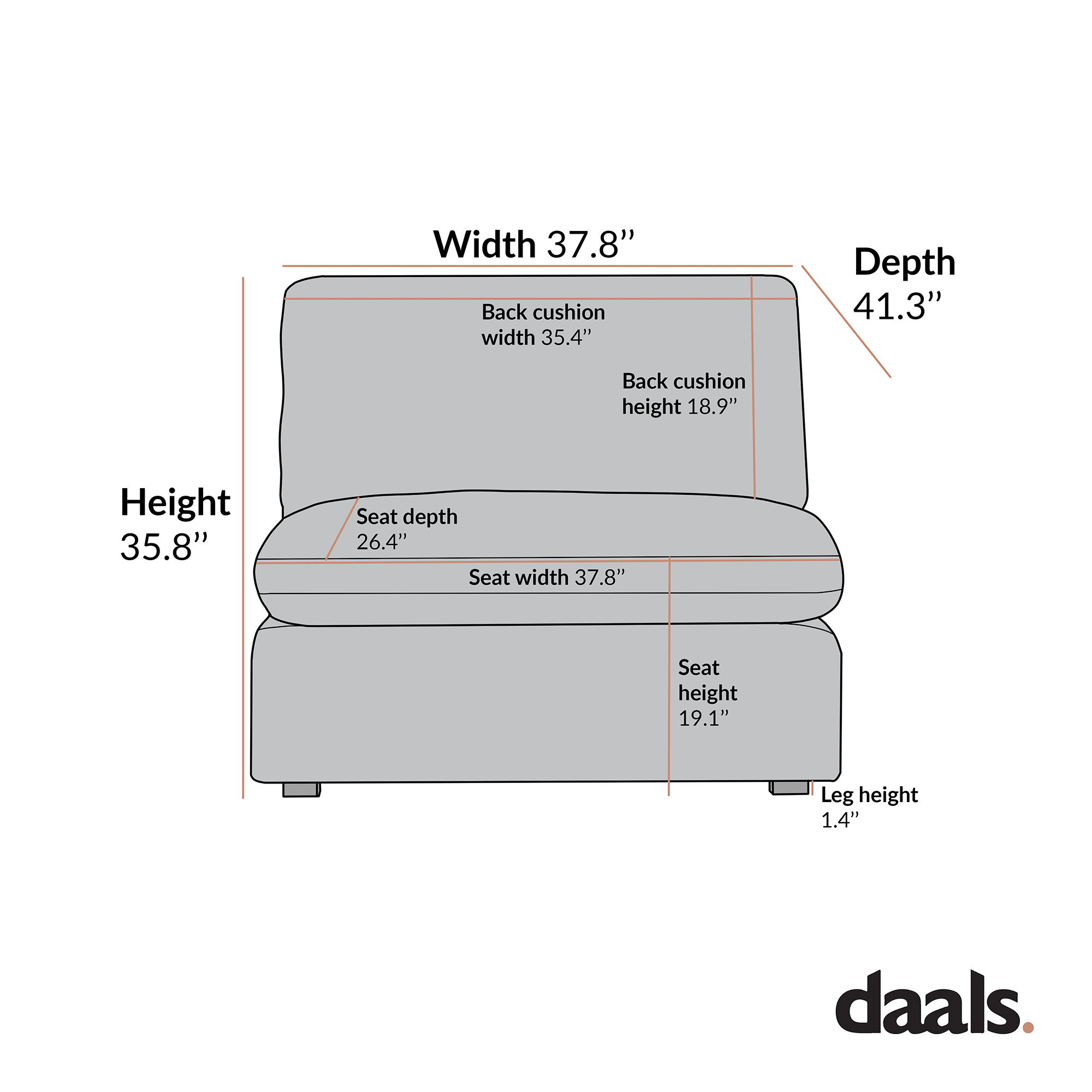 Lutyens Taupe Boucle Sectional Sofa, Armless Seat