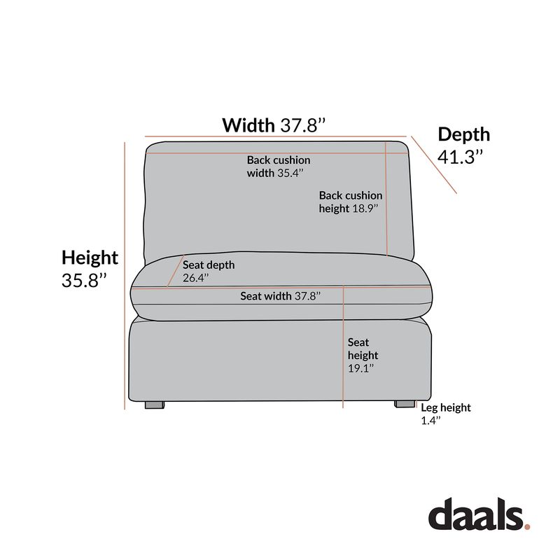 Lutyens Taupe Boucle Sectional Sofa, Armless Seat