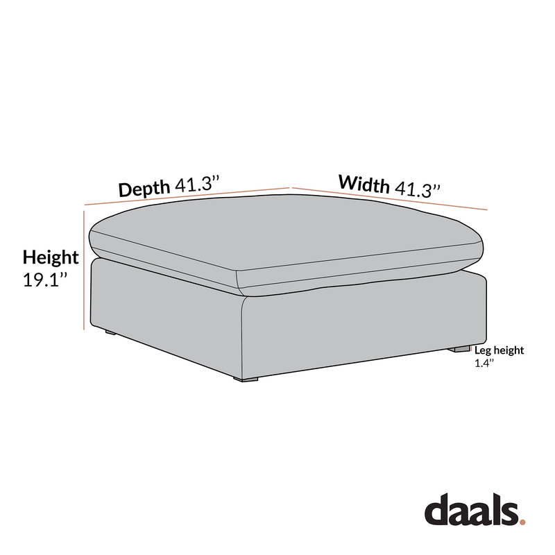 Lutyens Beige Linen Blend Sectional Sofa, Stool