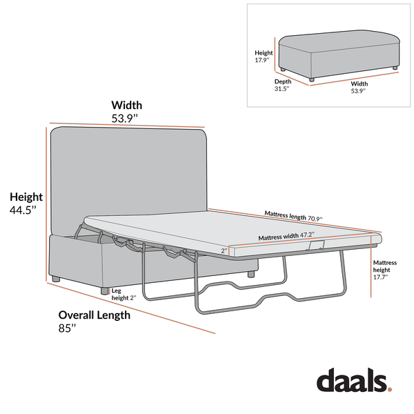 Magda Fold-Out Full Bed in an Ottoman, Mist Gray Boucle