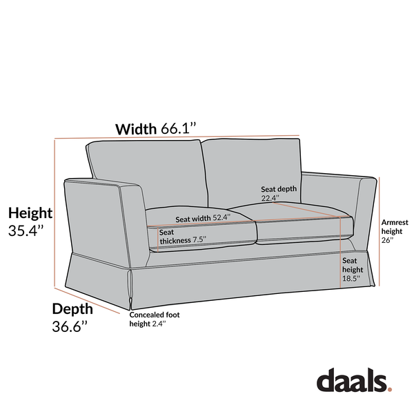 Fitz Skirted 2-Seater Sofa, Apricot Linen Blend