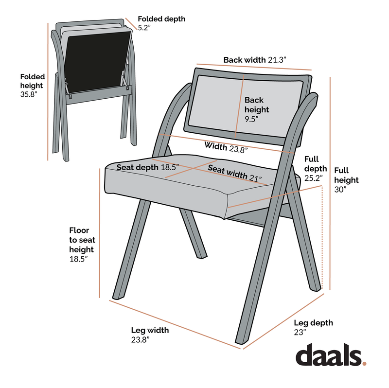 Bordon Natural Cane Rattan Folding Chair with Gray Upholstered Seat
