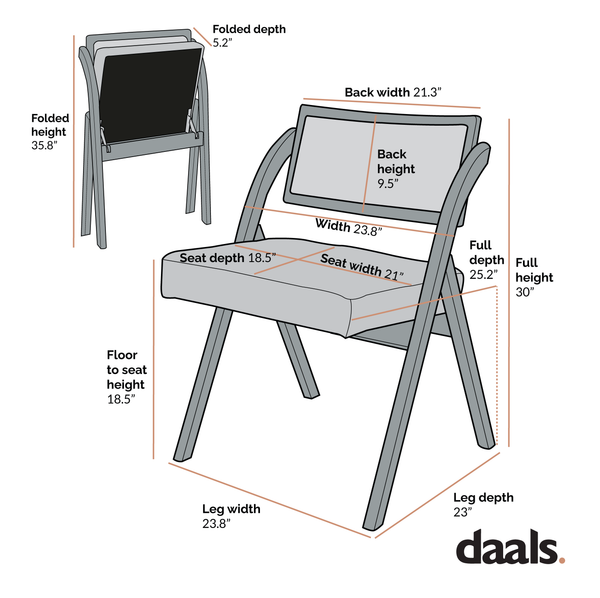 Bordon Natural Cane Rattan Folding Chair with Gray Upholstered Seat