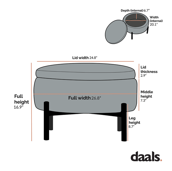 Amboise Round Storage Pouffe, Ecru Boucle