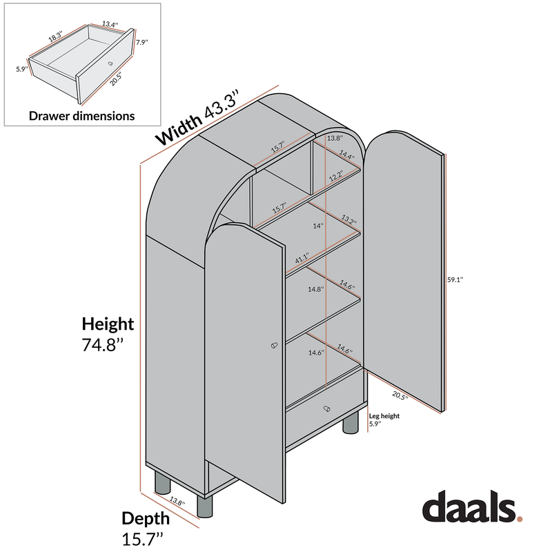 Maude Large Storage Cabinet, Washed White Ash with Raffia