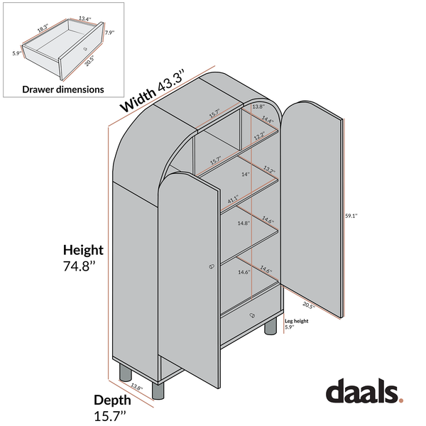 Maude Large Storage Cabinet, Washed White Ash with Raffia