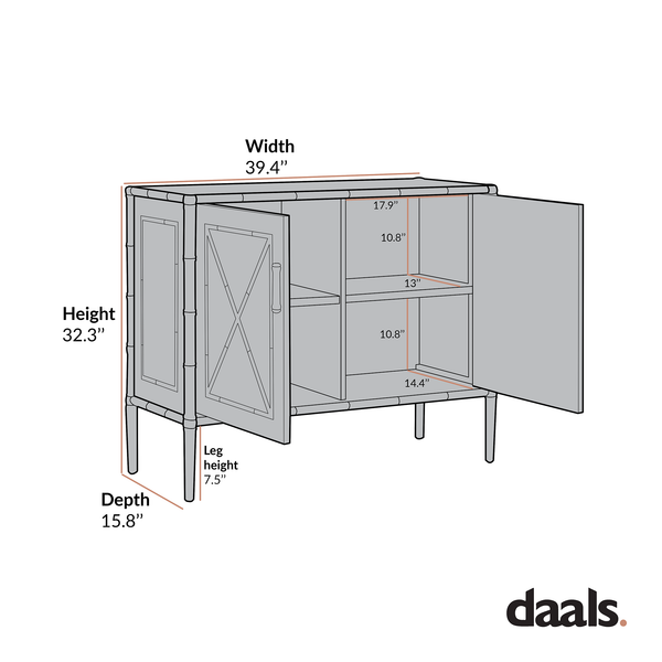 Elstowe Faux Bamboo Small Sideboard, Nude Pink