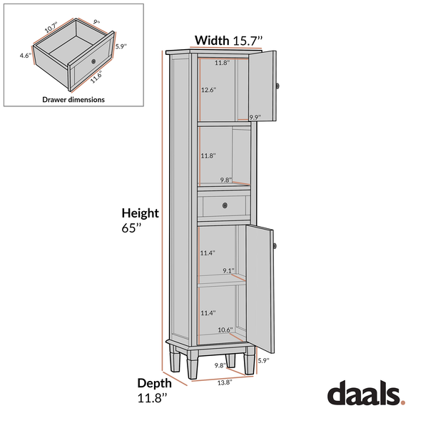 Chantilly Whitewashed Carved Bathroom Tall Storage Cabinet