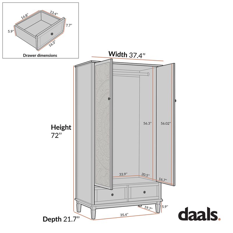 Chantilly Mid Gray Carved Double Closet