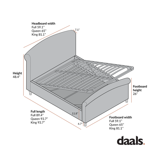 Porchester Ottoman Storage Sleigh Bed, Oatmeal Woven Textured Fabric