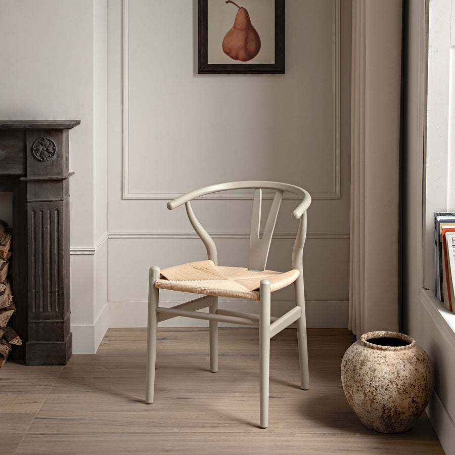 Hansel Wooden Natural Weave Dining Chair, Light Taupe Color Frame ...