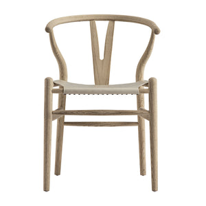 Hansel Dining Chair, Weathered Elm Frame with Light Gray Faux Leather Seat