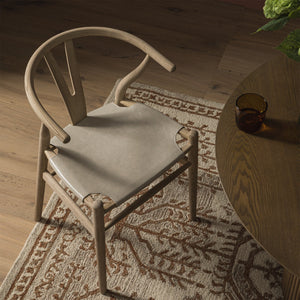 Hansel Dining Chair, Weathered Elm Frame with Light Gray Faux Leather Seat