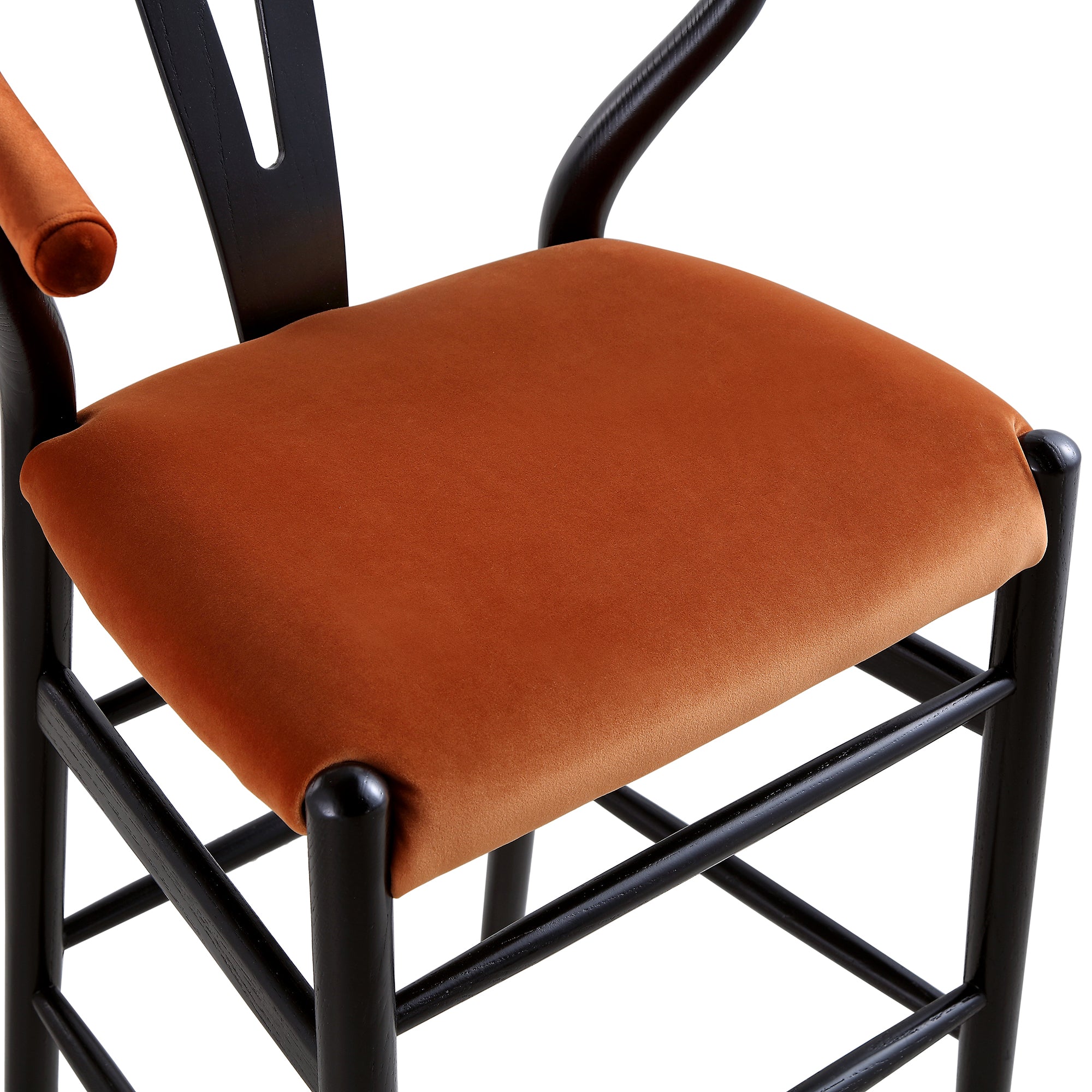 Rust Counter Stools Hansel Upholstered Wishbone Counter Stool, Rust Velvet and Black Frame ...