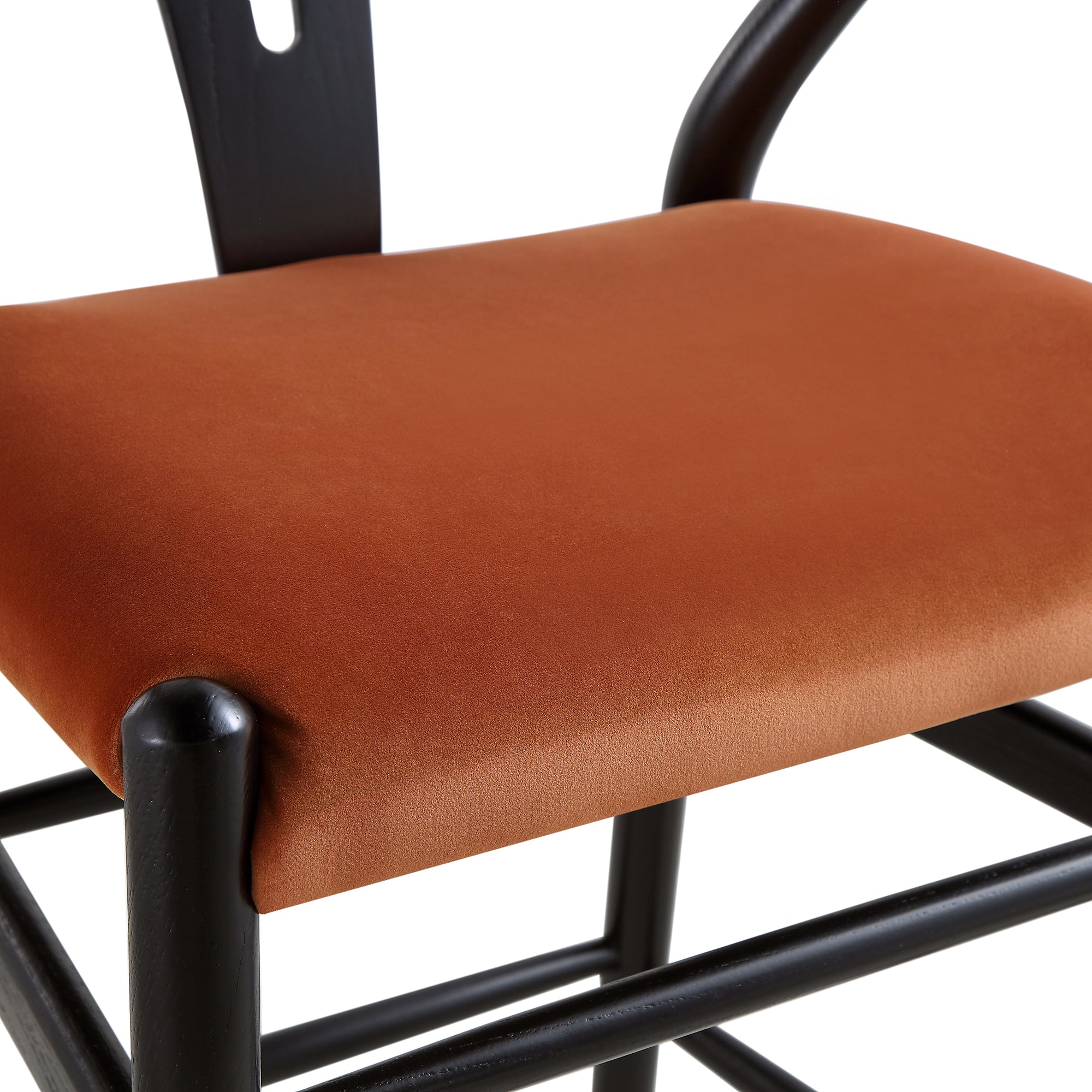 Rust Counter Stools Hansel Upholstered Wishbone Counter Stool, Rust Velvet and Black Frame ...