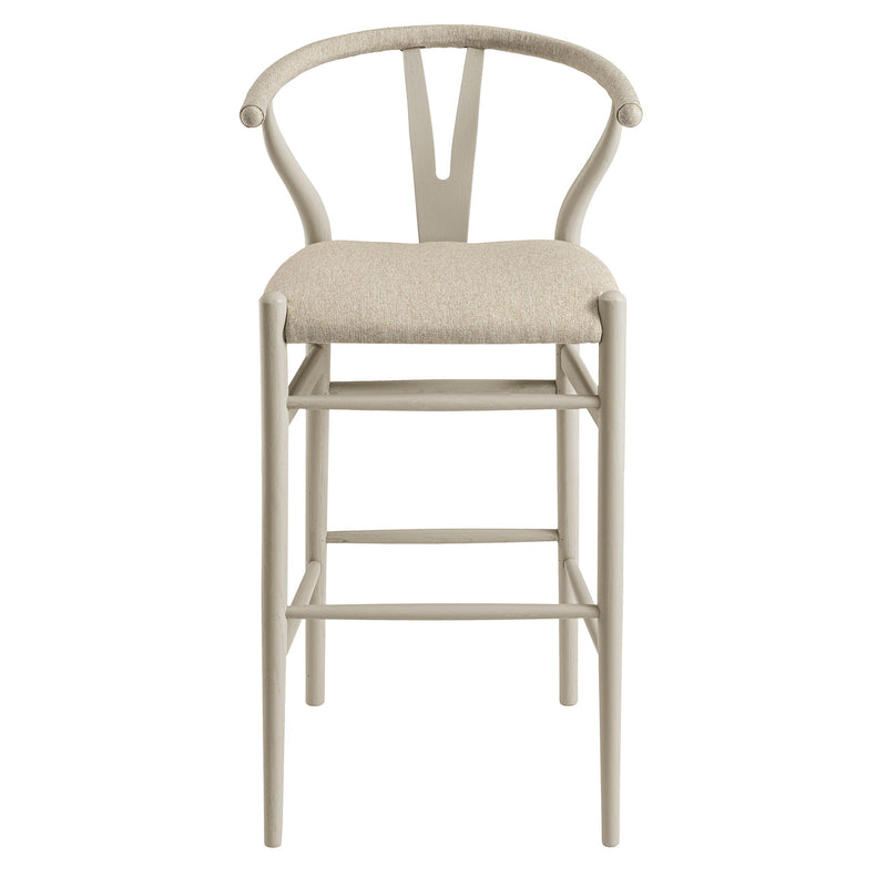 Hansel Bar Stool, Taupe Frame with Oatmeal Fabric Seat