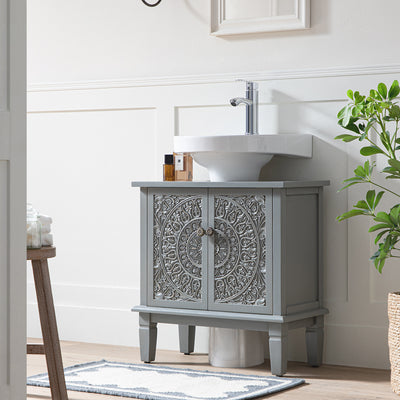 Chantilly Mid Gray Carved Bathroom Vanity Unit