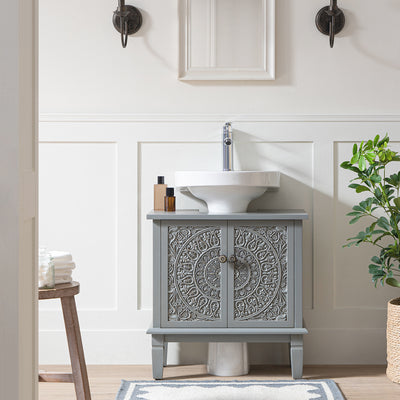 Chantilly Mid Gray Carved Bathroom Vanity Unit