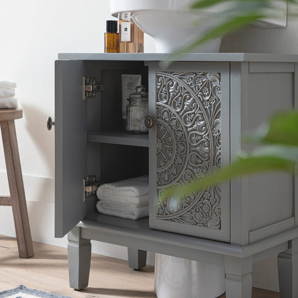 Chantilly Mid Gray Carved Bathroom Vanity Unit