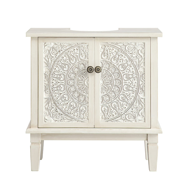 Chantilly Whitewashed Carved Bathroom Vanity Unit