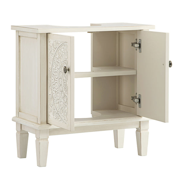 Chantilly Whitewashed Carved Bathroom Vanity Unit