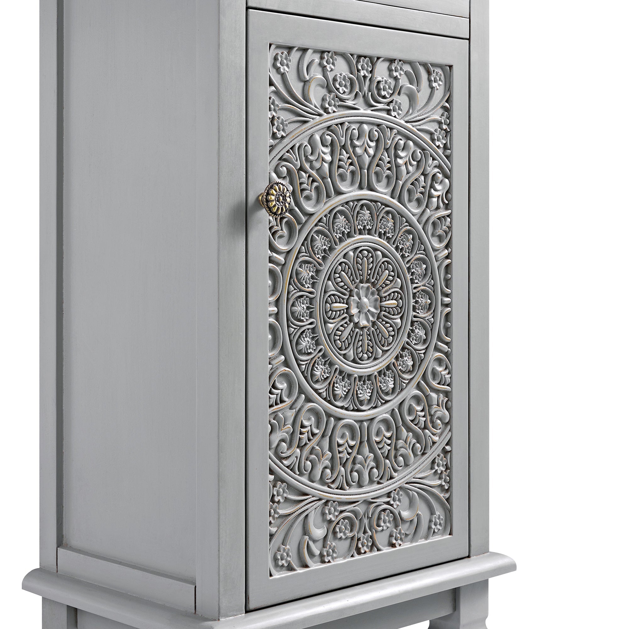 Chantilly Mid Gray Carved Bathroom Cupboard