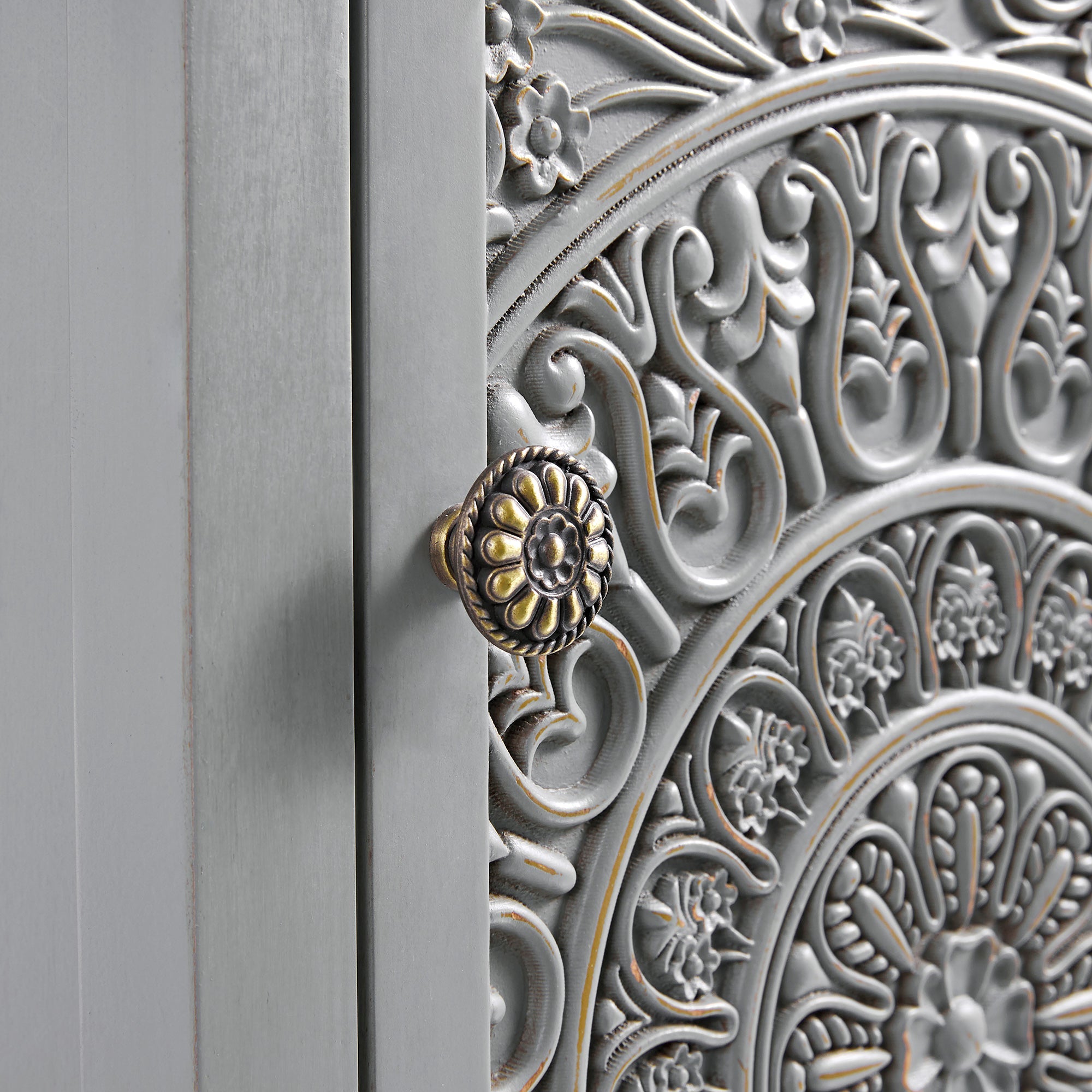 Chantilly Mid Gray Carved Bathroom Cupboard