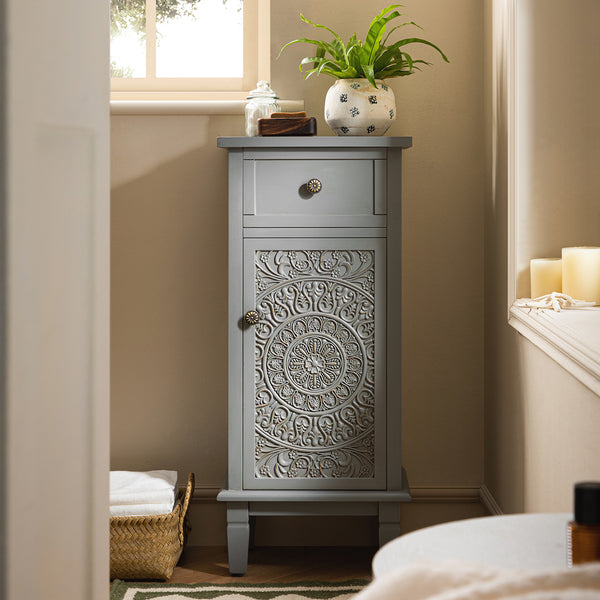 Chantilly Mid Gray Carved Bathroom Cupboard