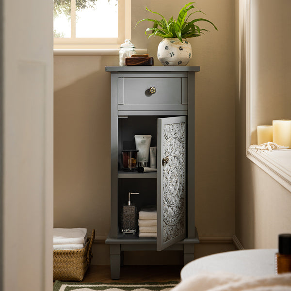 Chantilly Mid Gray Carved Bathroom Cupboard