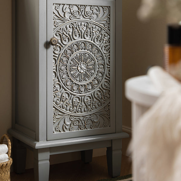 Chantilly Mid Gray Carved Bathroom Cupboard