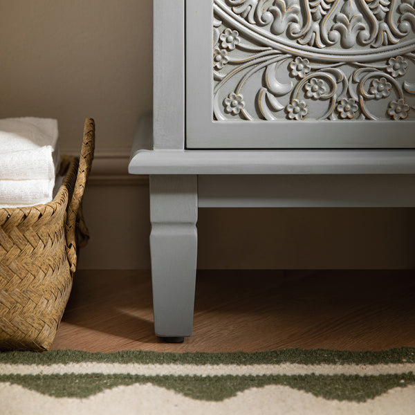 Chantilly Mid Gray Carved Bathroom Cupboard