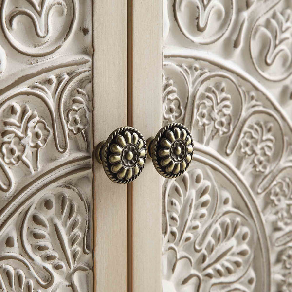 Chantilly Whitewashed Carved Small Sideboard