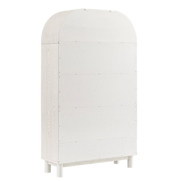 Maude Large Storage Cabinet, Washed White Ash with Raffia