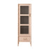 Elstowe Faux Bamboo and Fluted Glass 1-Door Cabinet, Nude Pink