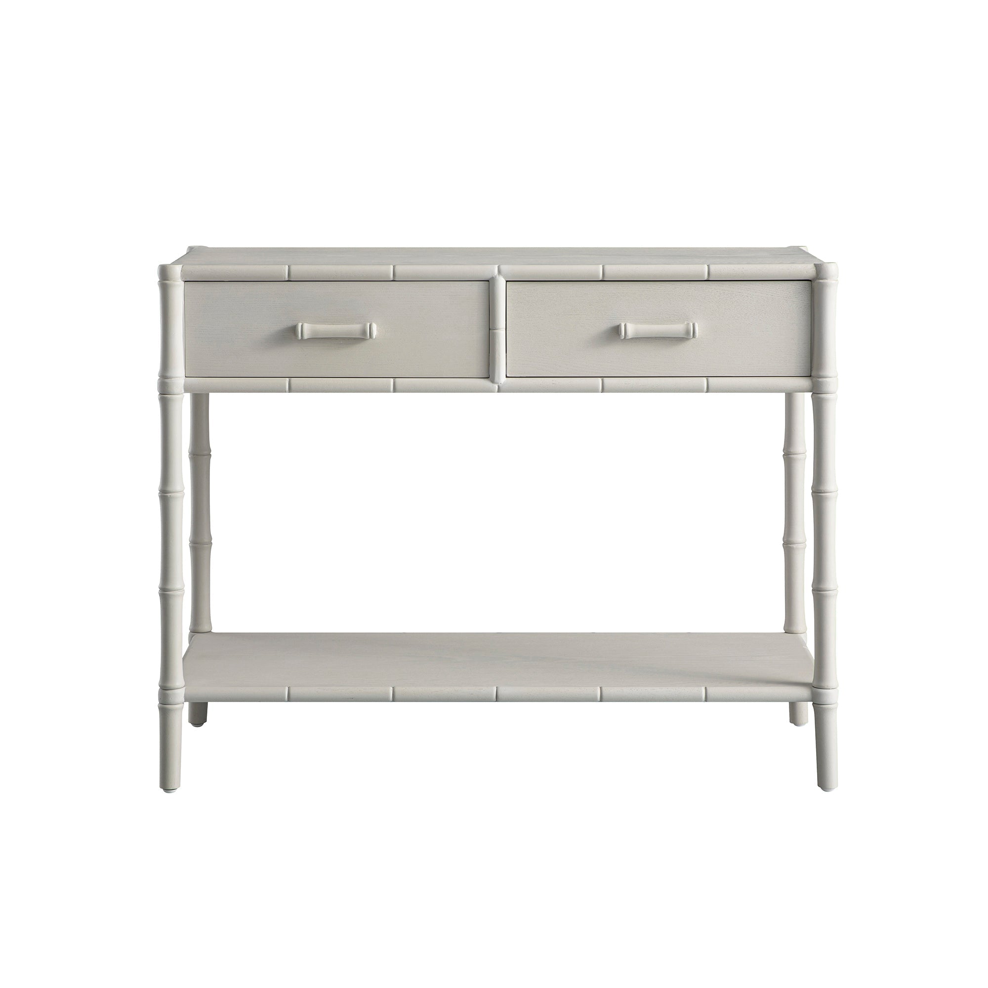 Elstowe Faux Bamboo 2-Drawer Console Table, Shaded White