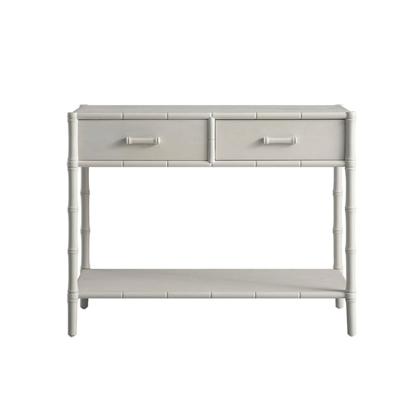 Elstowe Faux Bamboo 2-Drawer Console Table, Shaded White