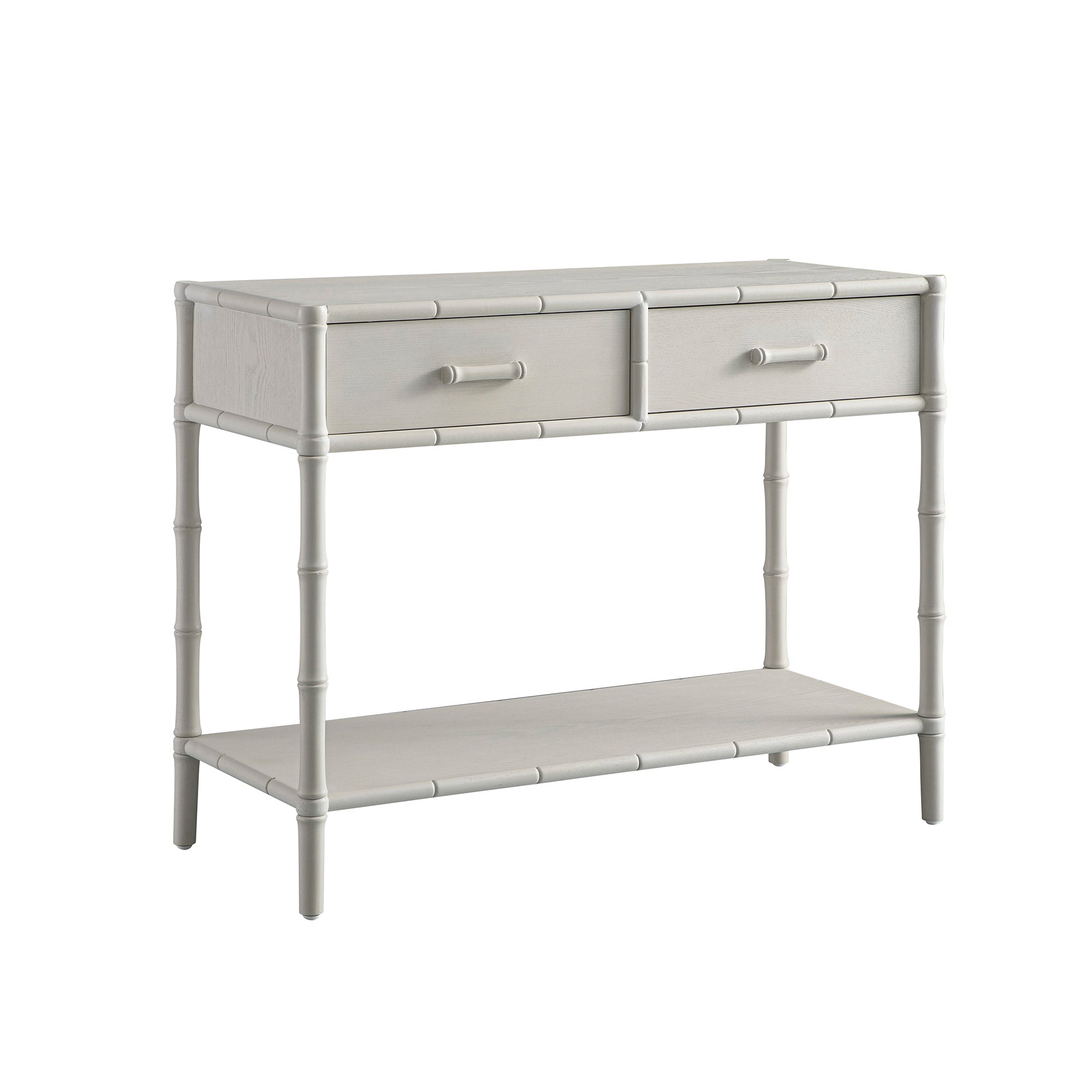 Elstowe Faux Bamboo 2-Drawer Console Table, Shaded White