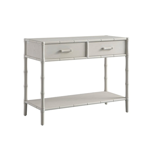 Elstowe Faux Bamboo 2-Drawer Console Table, Shaded White